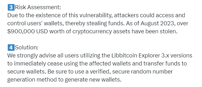 Milk Sad vulnerability in the Libbitcoin Explorer 3.x library, how the theft of $900,000 from Bitcoin Wallet (BTC) users was carried out